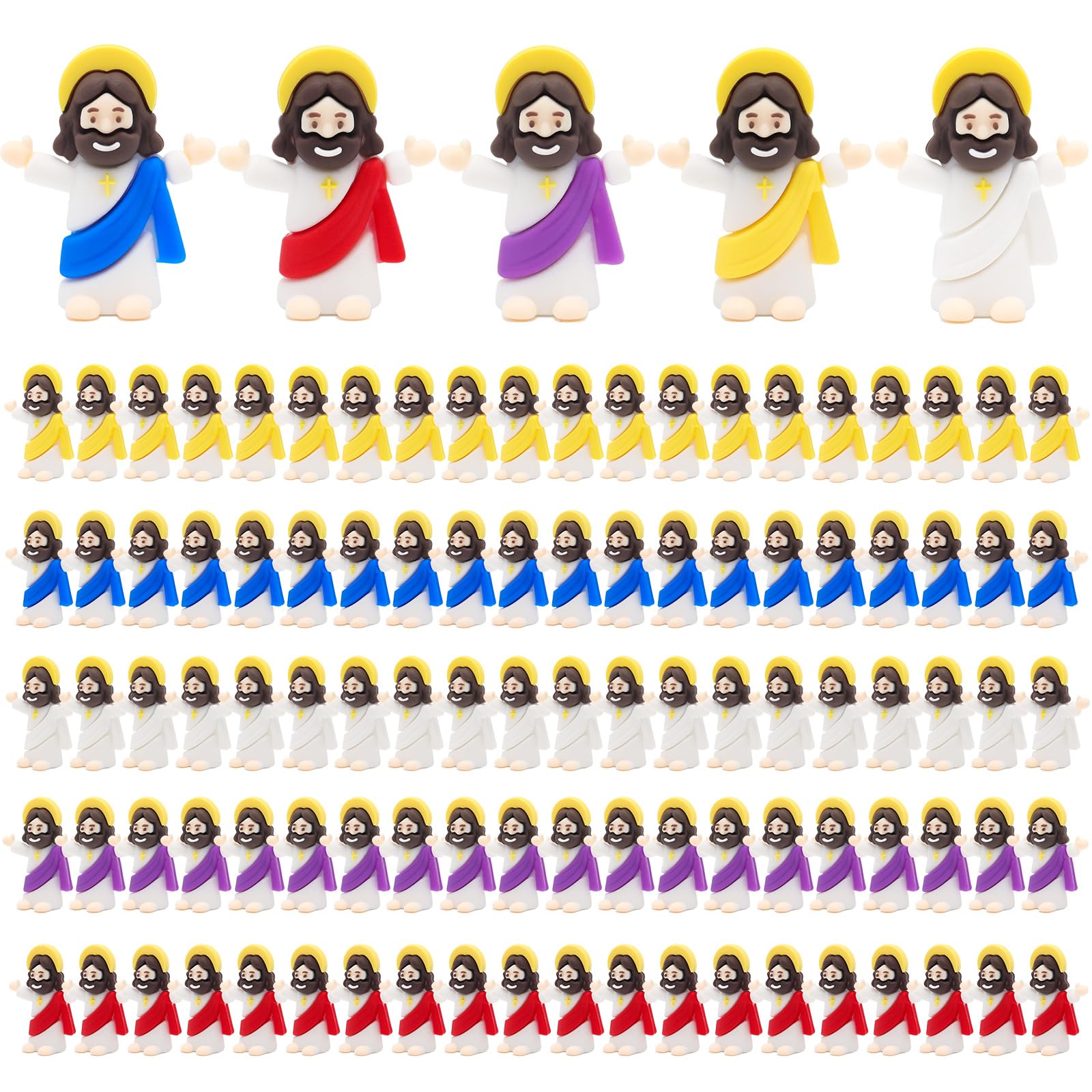 Mini Statuette Di Gesù Multicolore – Confezione Da 100 Figure In Plastica Per Uova Di Pasqua, Caccia Al Tesoro, Regali Religiosi – Altezza 12,7 Cm - 2