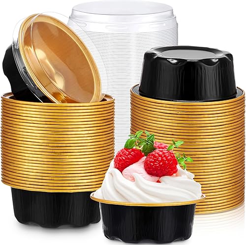 150 tazas para hornear con tapas, forros para magdalenas de 1.6 onzas, papel de aluminio, mini moldes para tartas, pequeños recipientes desechables