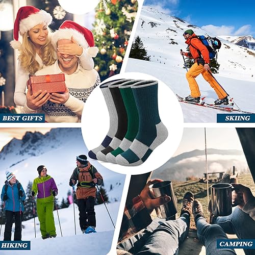 Miniatura 6 de Yeblues 4 Pairs Merino Wool Socks Mens - Thick Thermal Winter Heavyweight Boot Socks Super Soft Warm Hiking Socks