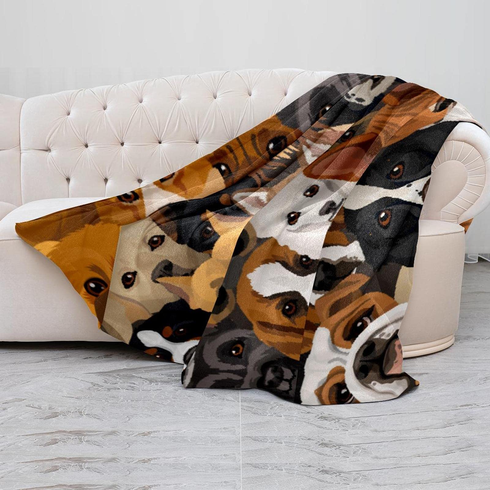 Manta de forro polar, súper suave y lujosa, colección de perros, multicolor