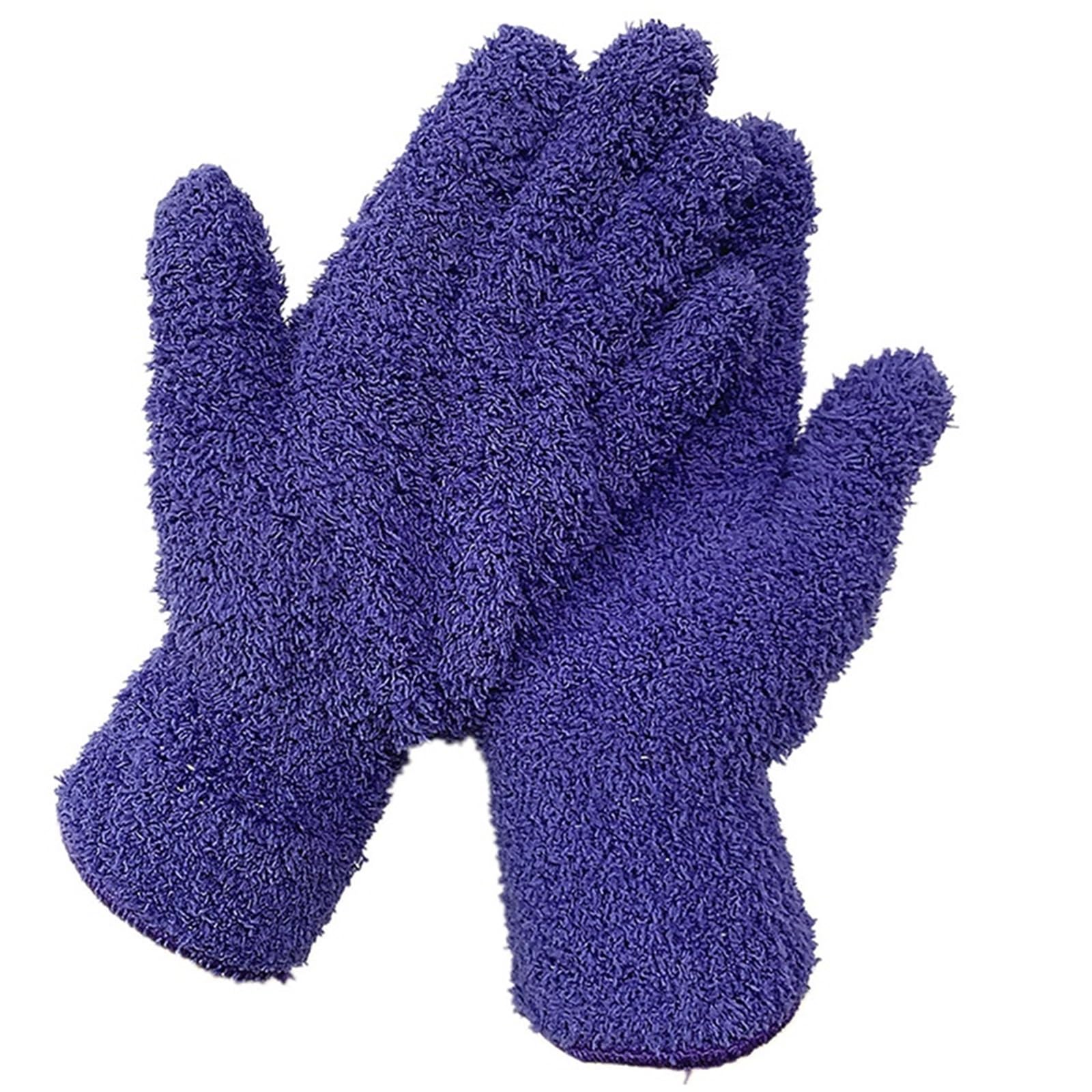 WWYYZAYC 2pcs SOFT Microfibre Cleaning Glove Eating Wash Mitt Touch To Clean Auto Home Accessories(Purple)