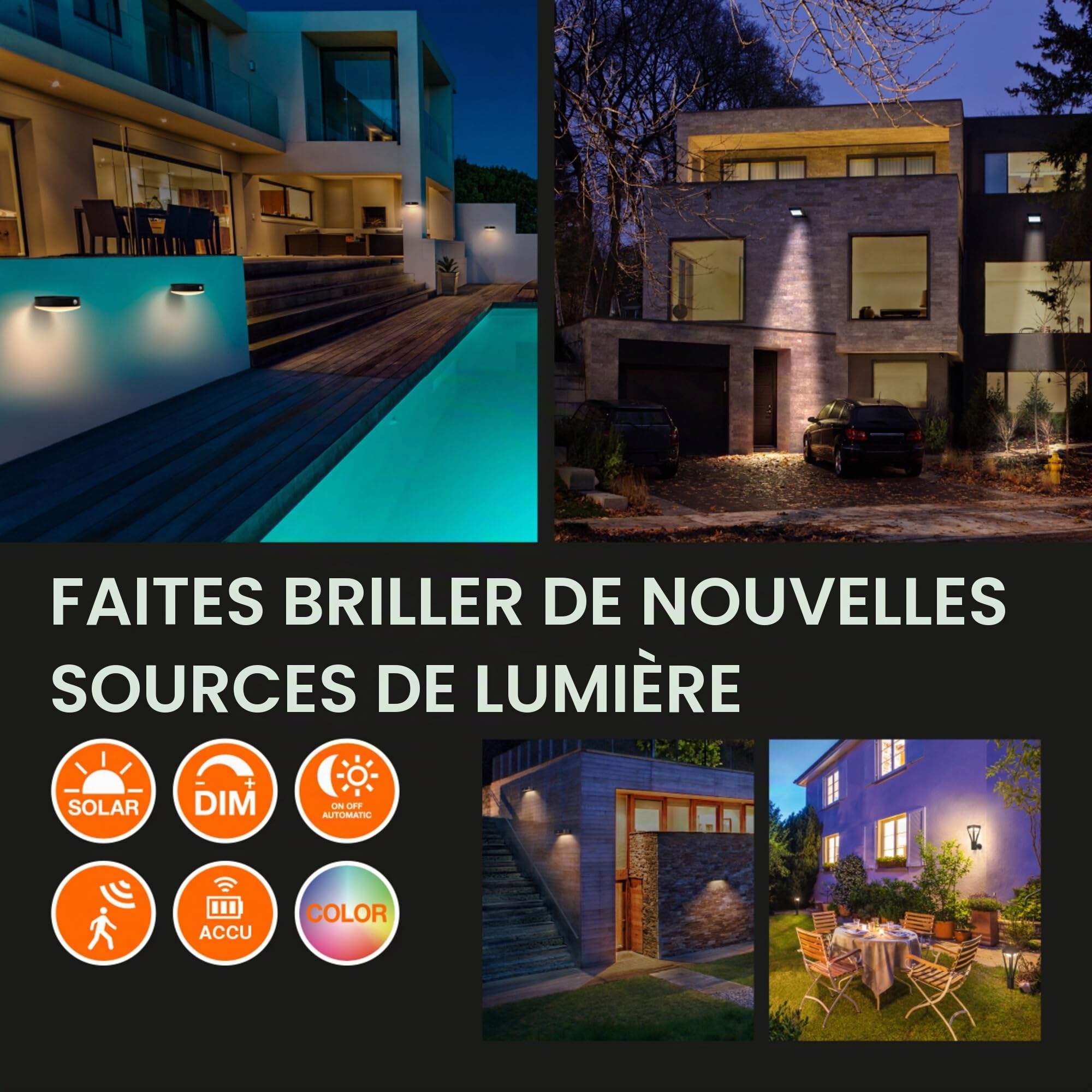 Osram Projecteur LED ENDURA Flood Solar, 10W, à énergie solaire, capteur intégré, blanc froid, télécommande, longue durée de vie de la batterie jusqu'à 4 h à pleine luminosité, protection IP65