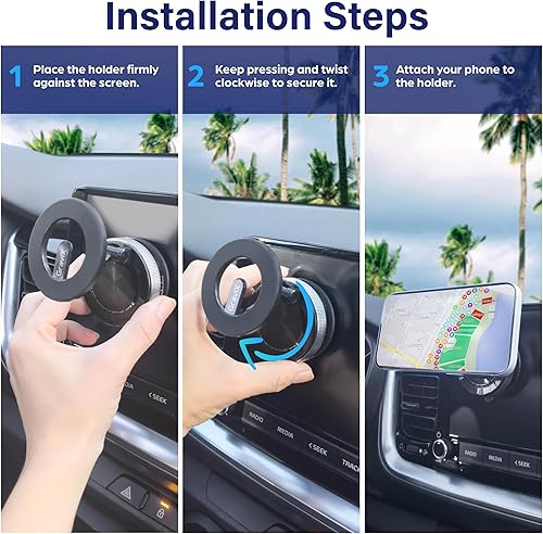 Miniatura 8 de GraviX Soporte de teléfono para automóvil MagSafe  Soporte ajustable para teléfono de coche con fuerte succión y potente imán  Soporte de teléfono