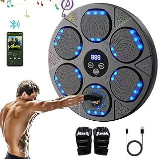 Lutranstra Máquina de Boxeo Musical,Boxeo Pared con Musica,Bluetooth Musical Boxing Machine con Guantes De Boxeo,9 Modos Velocidades e Iluminación LED para Entrenamiento de Boxeo