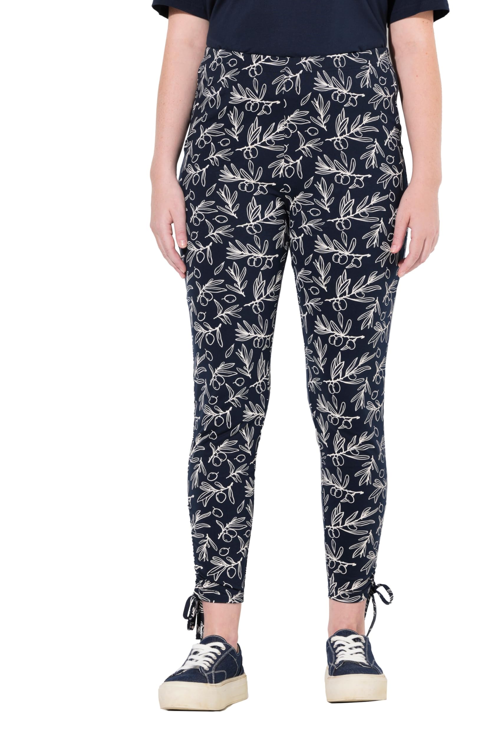 Ulla Popken Damen große Größen Übergrößen Plus Size Leggings, Saumraffung, schmales Bein, Biobaumwolle 834807