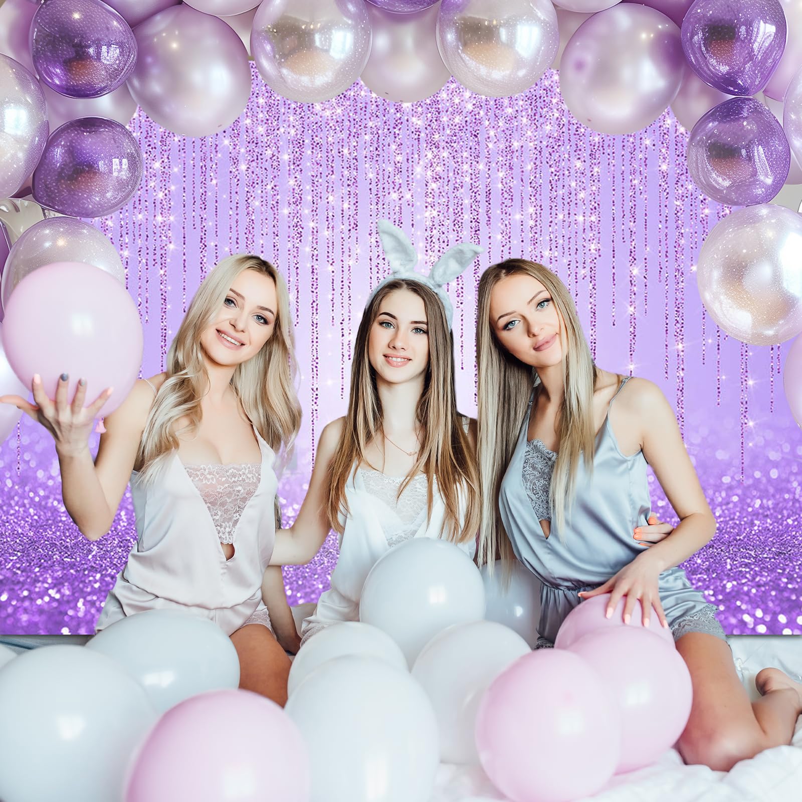 Sweet 16 Purple Glitter Backdrop - 7x5ft Photography Background For Birthday Parties & Photo Booths