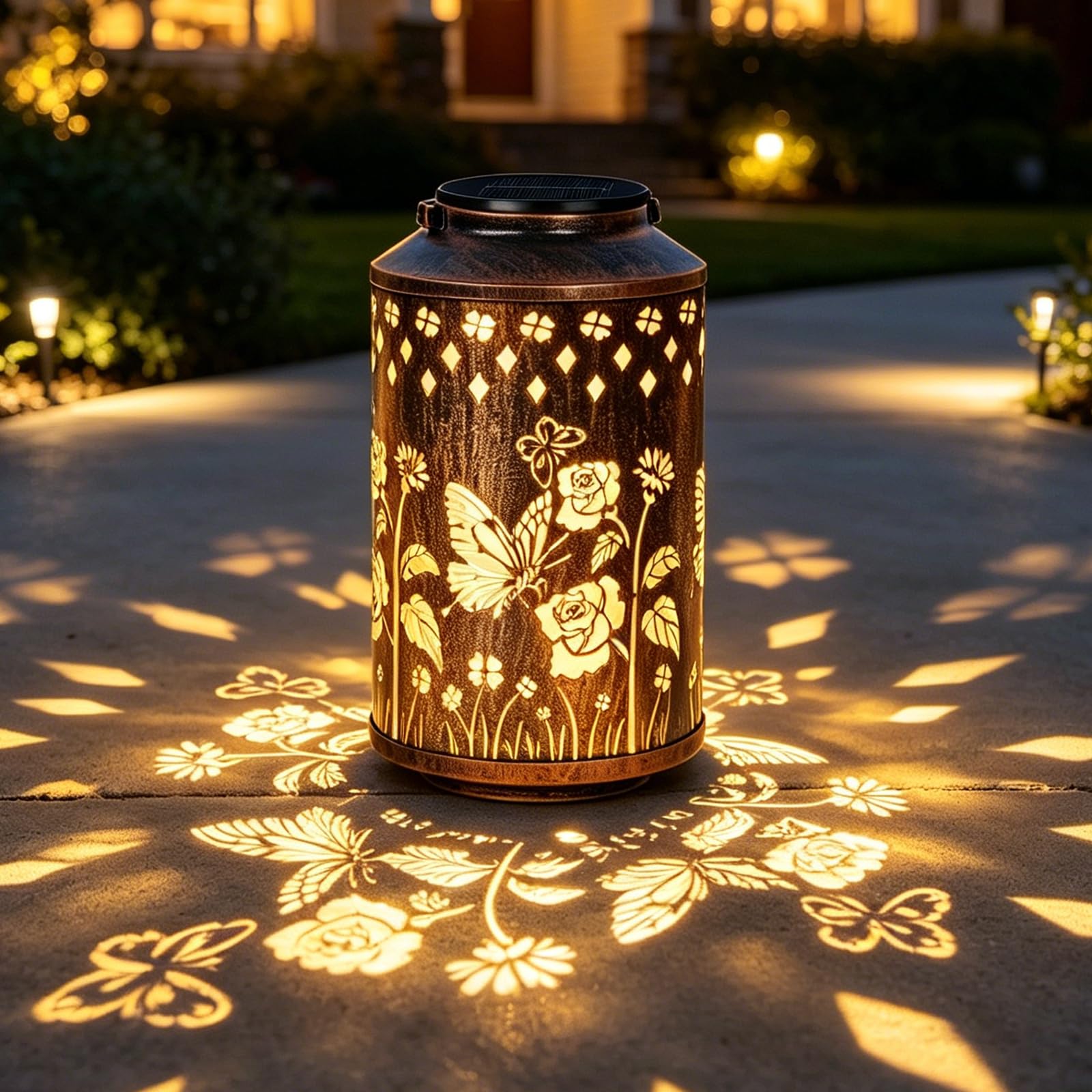 OUTONLIFE Birthday Gifts for Women, Butterfly Solar Lanterns Garden Ornaments Outdoor, Waterproof Metal Hanging Garden Lights for Outside Yard, Patio, Lawn, Gardening Presents for Mum Grandma