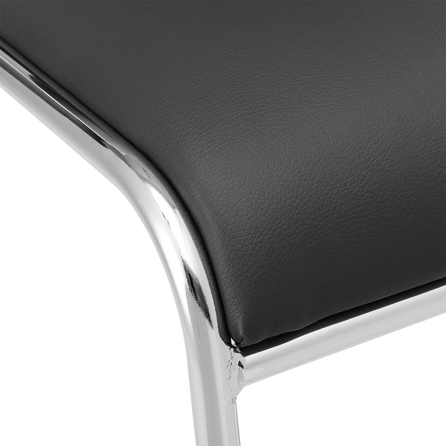 pro.tec Lot de 4 Chaises de Bureau Chaises de Conférence Sièges Empilables Confortables Peu Encombrant Bureau Salle de Réunion Espace de Réception Métal Similicuir Noir 51 x 77 x 55 cm