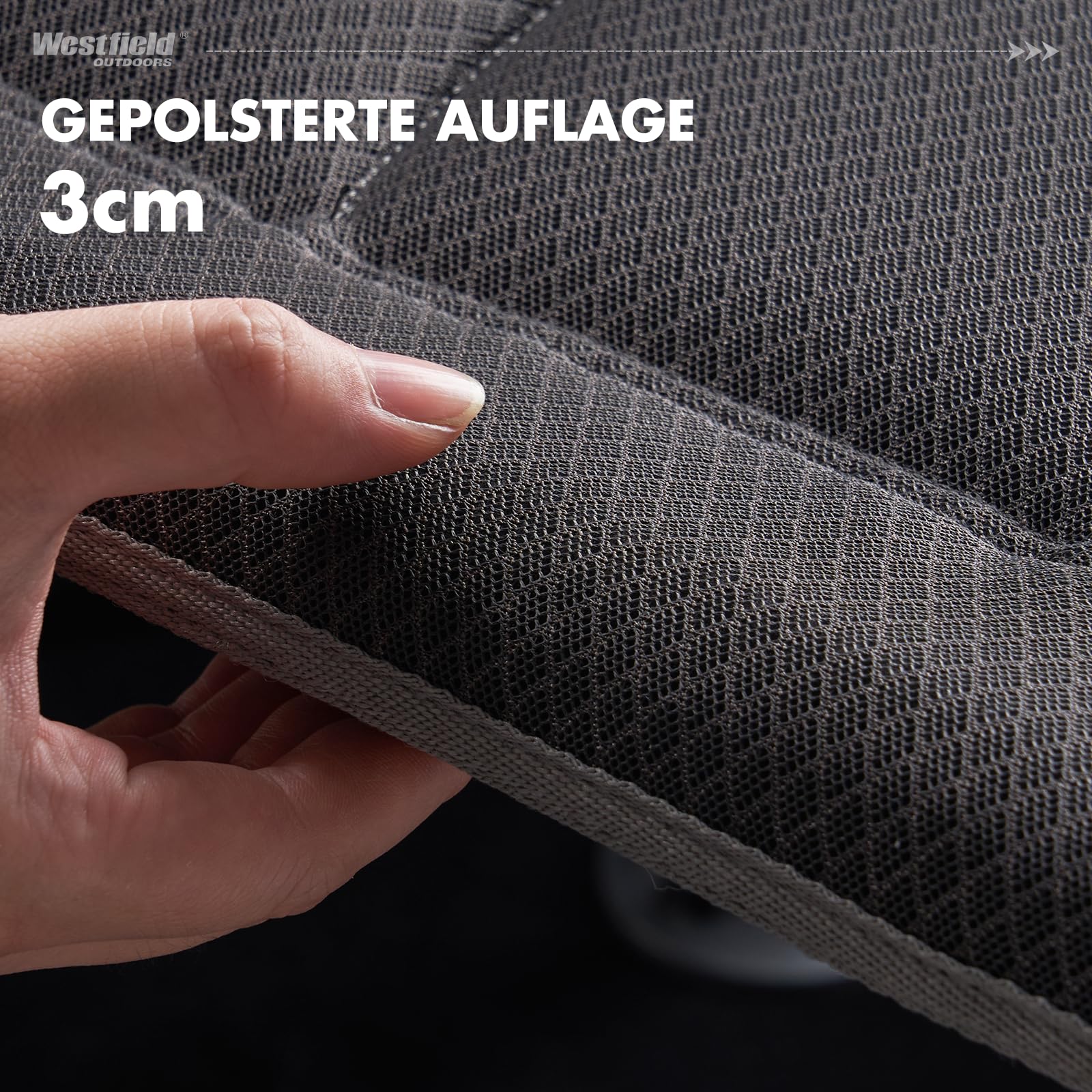 Westfield Outdoors Focus Camping Fußhocker faltbar, höhenverstellbar 35-45cm, 1,8 kg leicht tragbar, UV-beständig, komfortabel für Camping, Garten und Strand, bis 100kg belastbar