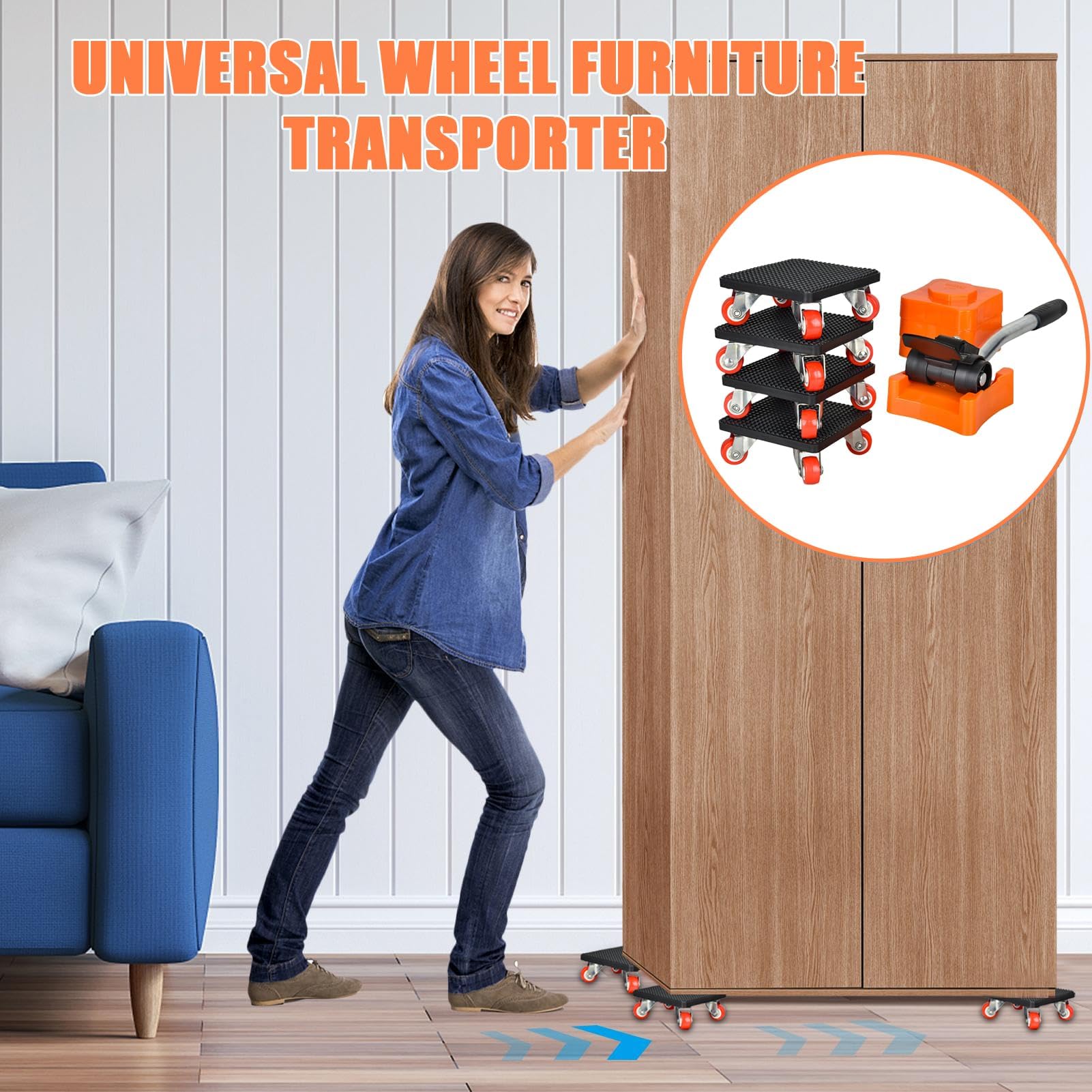 Heavy Du Transport Cart - Piattaforma industriale di rotolamento supporta fino a 500 kg | Set di traslochi equint per magazzino, casa, ufficio Worhop Ga Fac