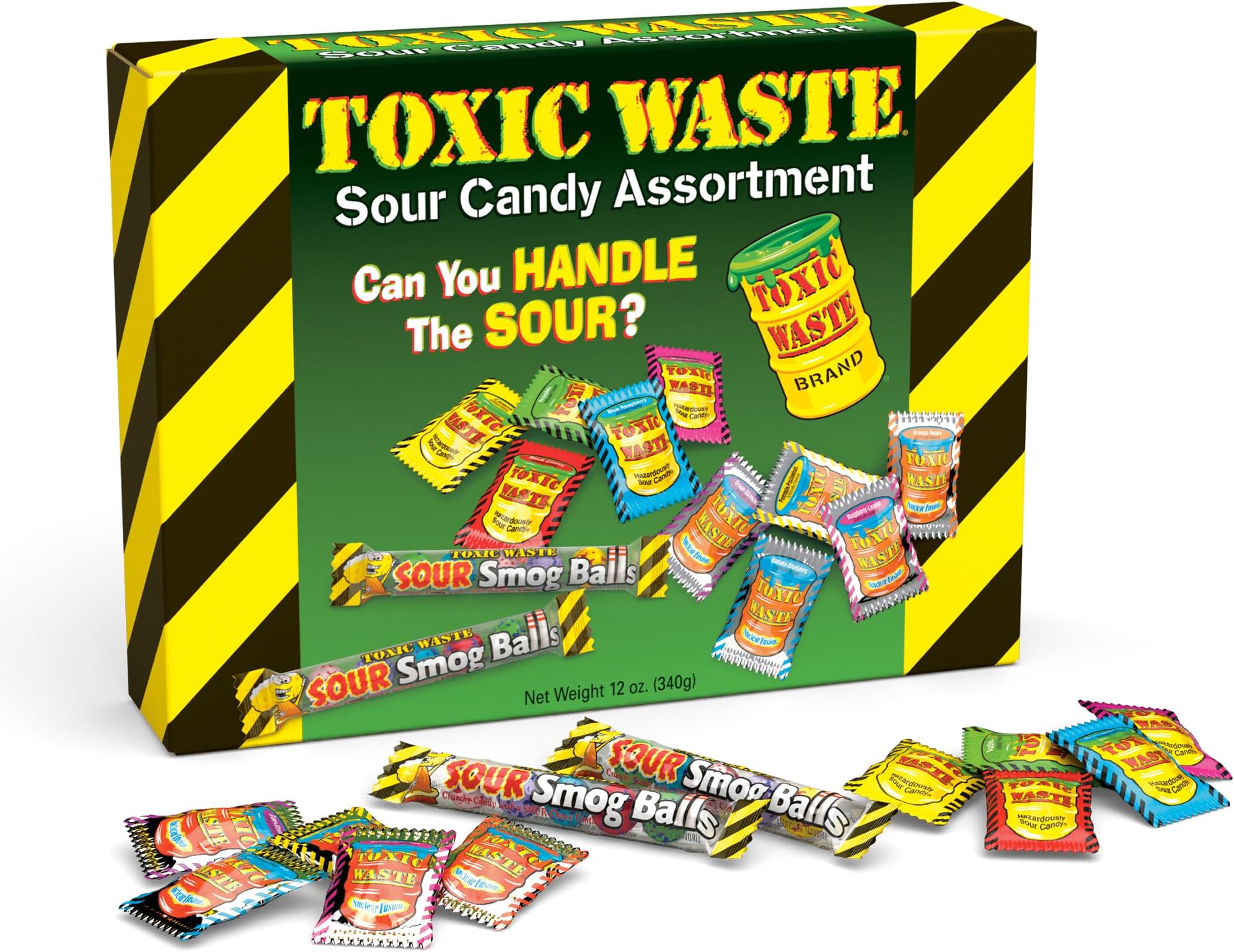 Amazon Exclusive Giant Theatre Box - 3 Varieties of Sour Hard Candy - Toxic Waste, Nuclear Fusion, & Smog Balls Candy - 12 oz. Box