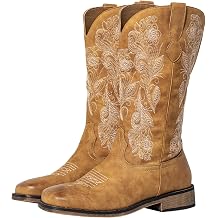 SheSole Wide Calf Cowboy Boots Women Square Toe