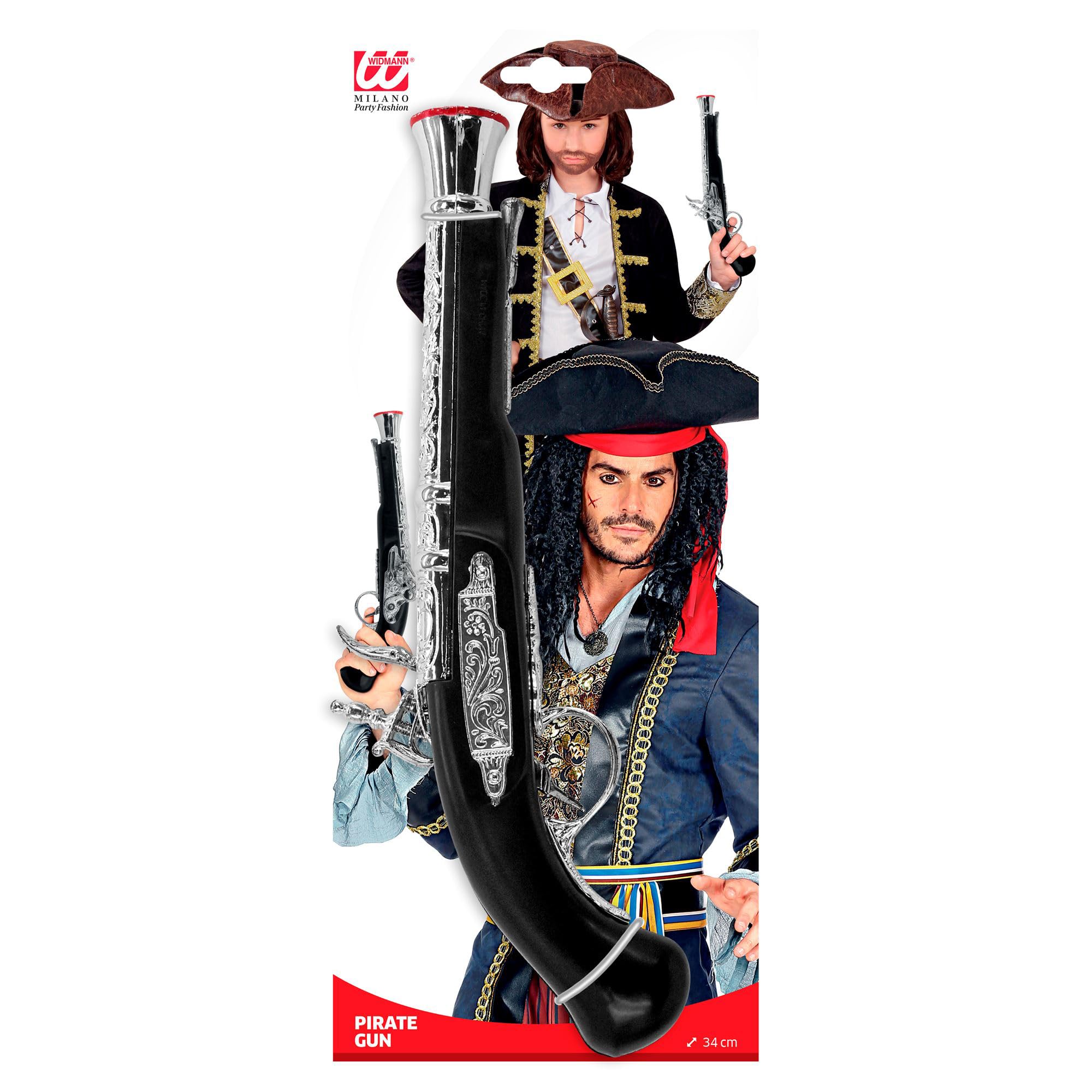 W WIDMANN MILANO Party Fashion - 3085P - antyczny pistolet piracki, dodatek do kostiumu, czarny