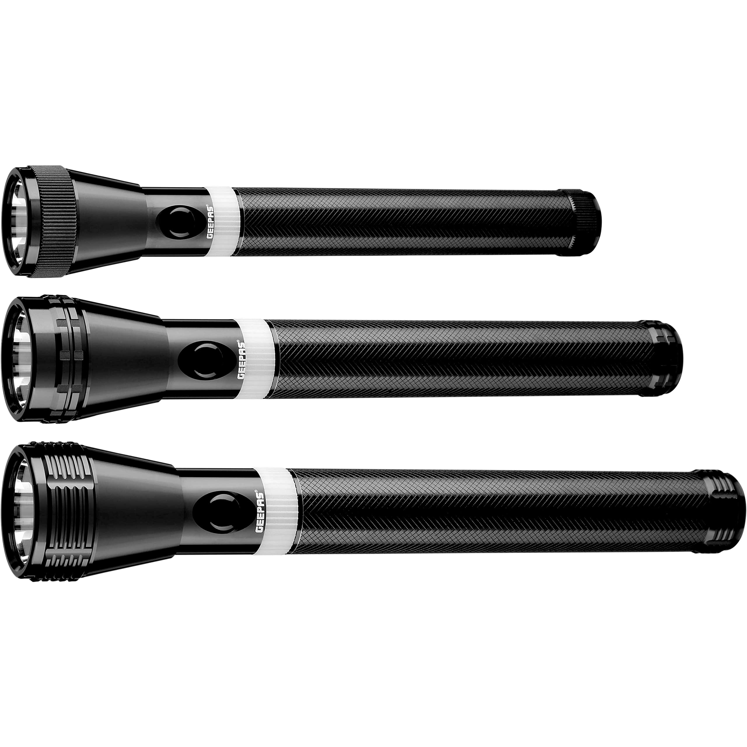 Geepas 3 in 1 Family Pack LED Black Flash Light, GFL4623