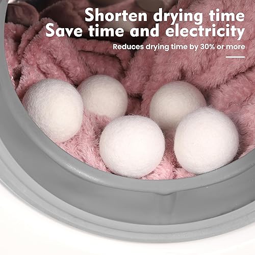 Miniatura 3 de CAYYET Bolas de lana para secadora XL, paquete de 6, bolas de secadora reutilizables para lavar la ropa, reducir las arrugas de la ropa, secar la