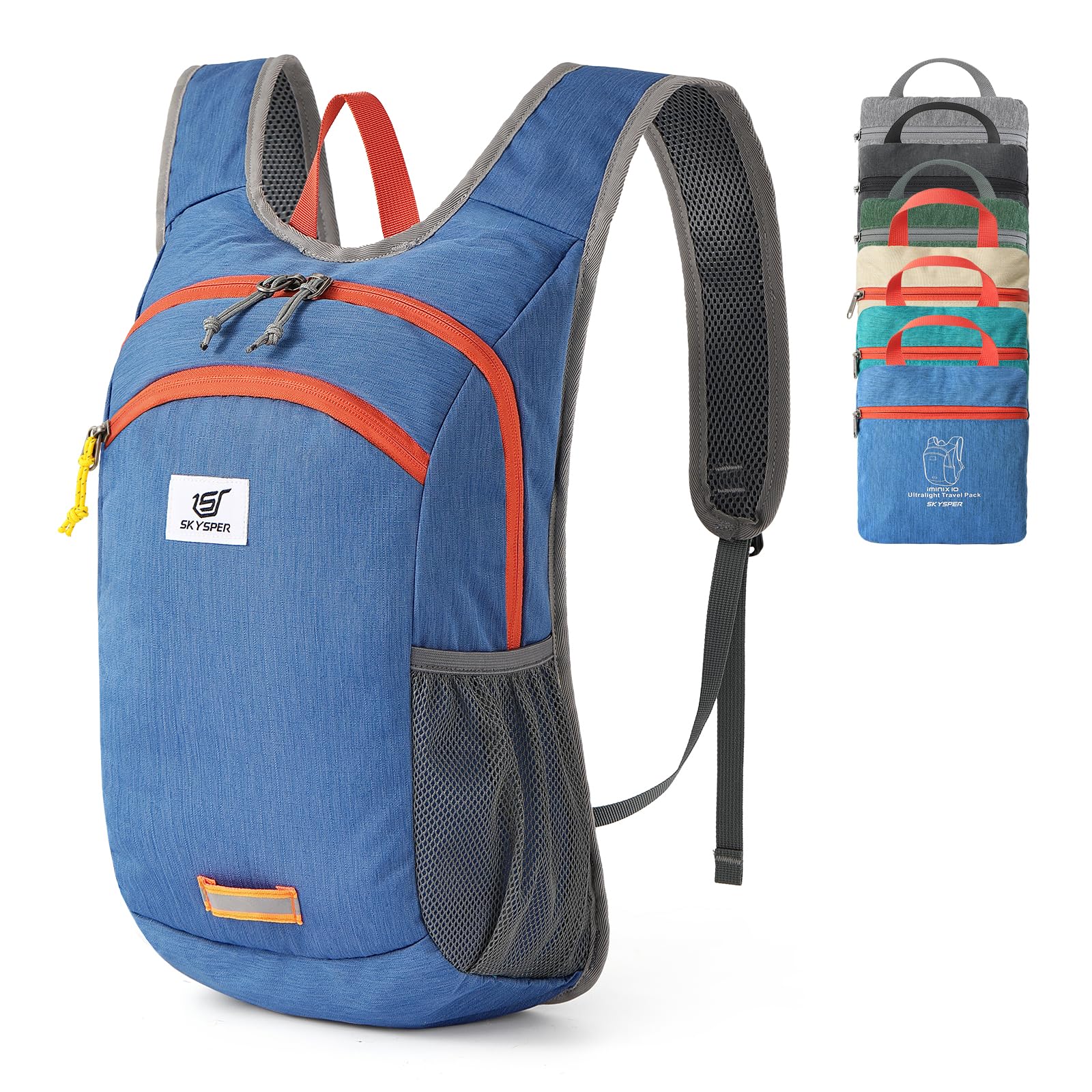 SKYSPER Faltbarer Rucksack 10L Klein Ultraleicht Tagesrucksäcke Wanderrucksack Reisenrucksack Trekkingrucksack Daypack für Wandern Reisen