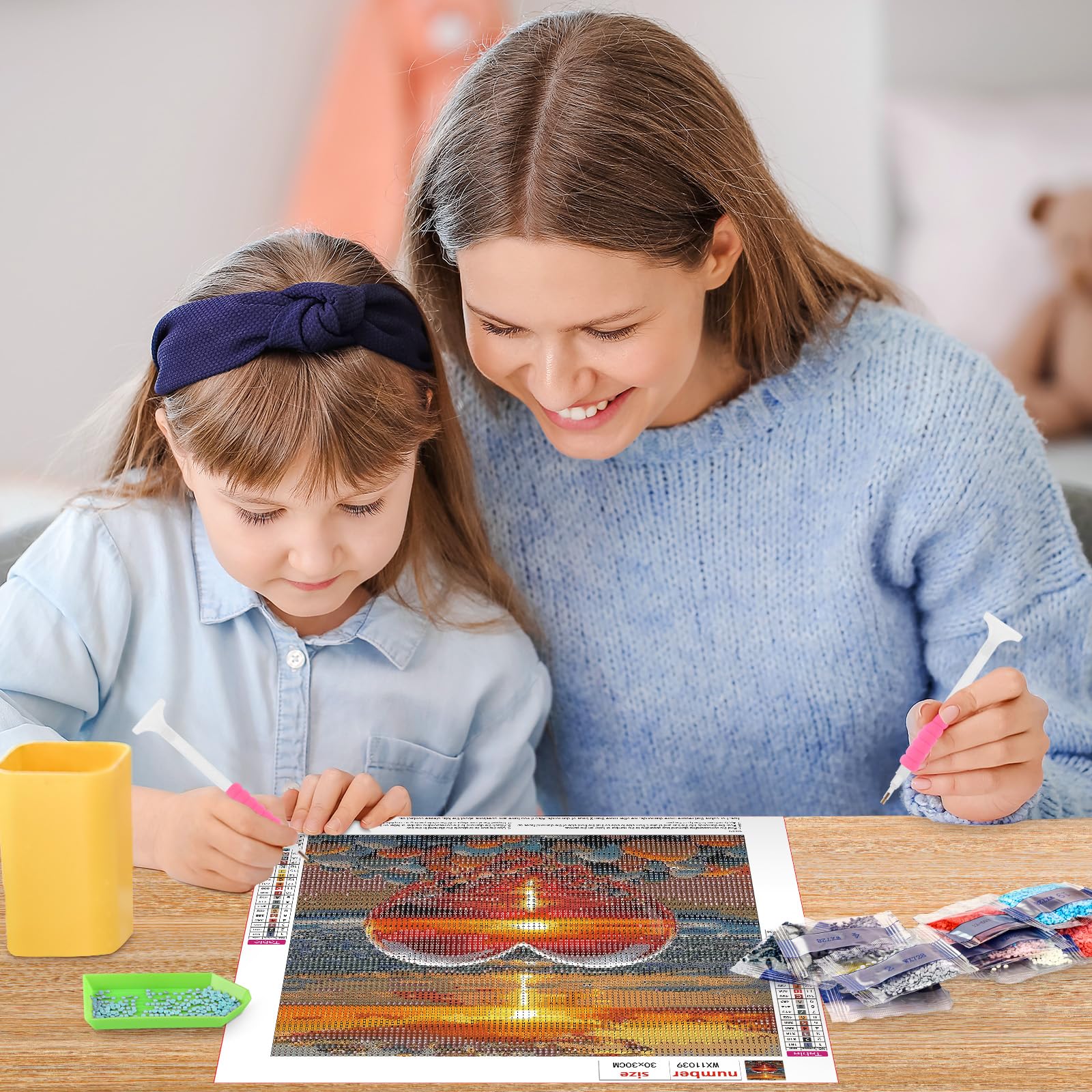 MOGTAA Heart Diamond Art Painting Kits for Adults Sunset DIY 5D Diamond Painting Kits for Adults Beginners Full Round Drill Diamond Dots Crystal Craft Kits for Home Decor Gifts 30x30 cm - Image 4