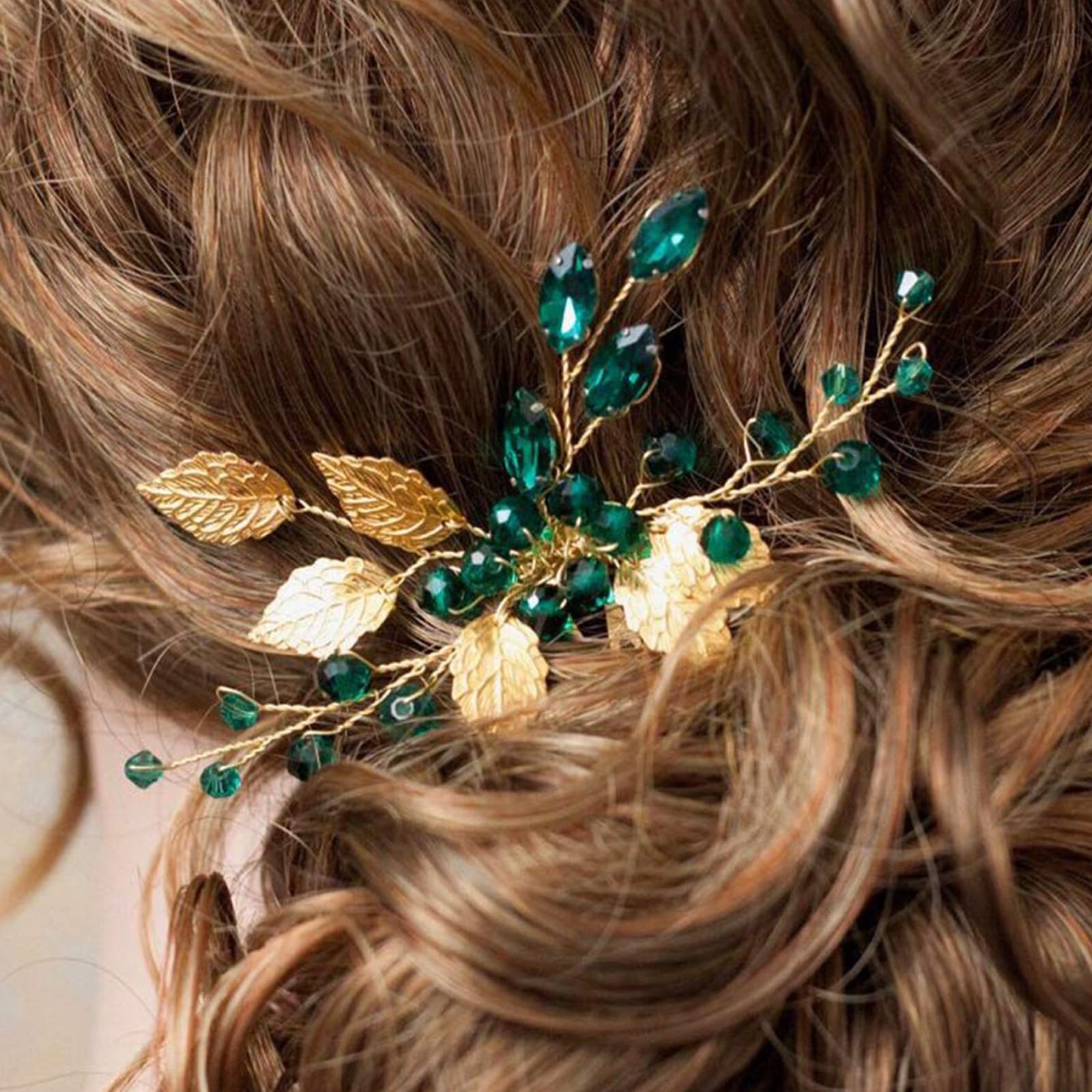 Accessori per capelli da sposa, accessori per capelli verdi, con strass scintillanti, fermagli per capelli, accessori per capelli per balli di fine anno, accessori per capelli francesi, gioielli per