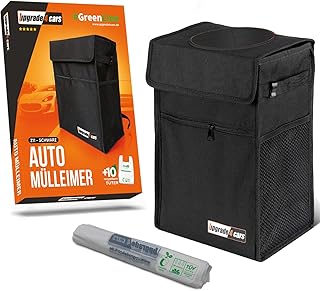 Upgrade4cars Car Bin with Lid and Bin Liners, 2 Litre Car Waste Bin, Hanging for Footwell, Headrest, Centre Console & Back Seat, Waste Bin, Foldable Car Gadget Made of Oxford