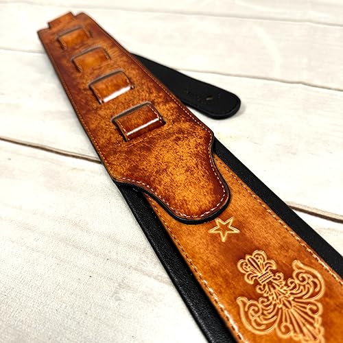 Miniatura 8 de Walker And Williams GB-23 - Correa de guitarra acolchada con diseño de flor de Lis y cadena francesa para guitarras acústicas, eléctricas y bajas