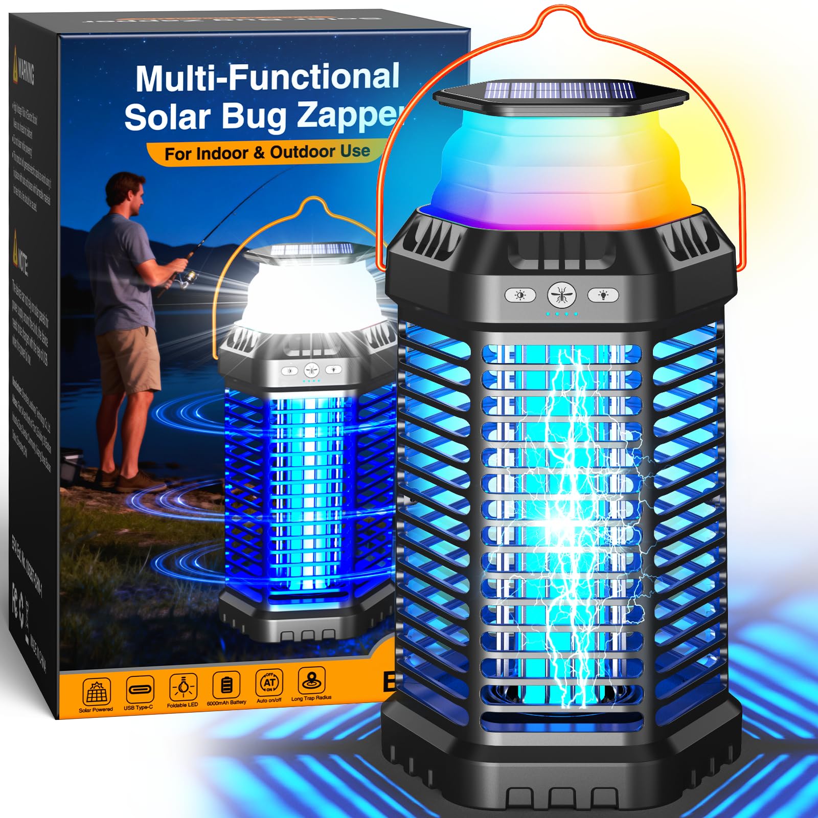 Photo 1 of GTERT Solar Bug Zapper Outdoor – Ultra-Strong Fly & Mosquito Zapper, Solar-Powered Rechargeable Bug Zapper, Portable Cordless Insect Zapper, Foldable Adjustable Light, IP66 Waterproof (Carbon Black)