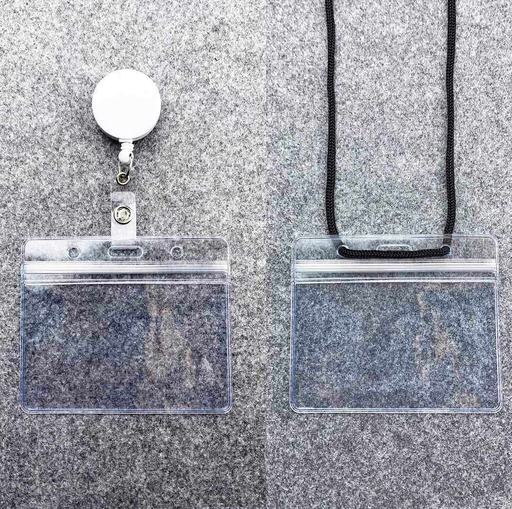 Horizontal Badge Holders Sealable Waterproof Clear Plastic Name Tag ID Card Holder (300Pcs)