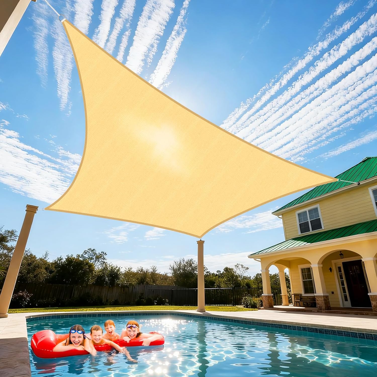 Artpuch 10'X20' Sand Rectangle Sun Shade Sail, Curved Edged, Commercial Grade 185GSM HDPE UV Permeable Shade Cloth for Deck, Patio, and Backyard (Custom Sizes Made)