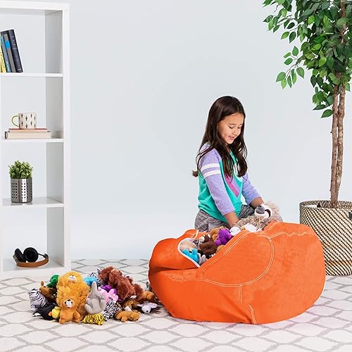 Miniatura 119 de Posh Funda de Silla Puf Rellenable para Almacenamiento de Animales de Peluche para Niños - Organizador de Juguetes Infantiles, Grande-38 - Lona