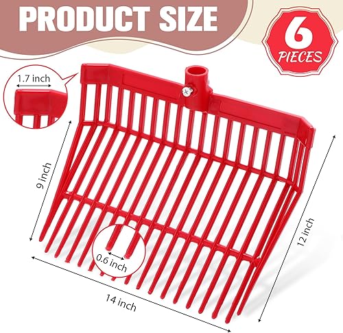 Miniatura 2 de Lasnten 6 cabezales de repuesto de horquilla de estiércol, cabeza de horquilla de 18 dientes con tornillos y tuercas, rastrillo de estiércol de