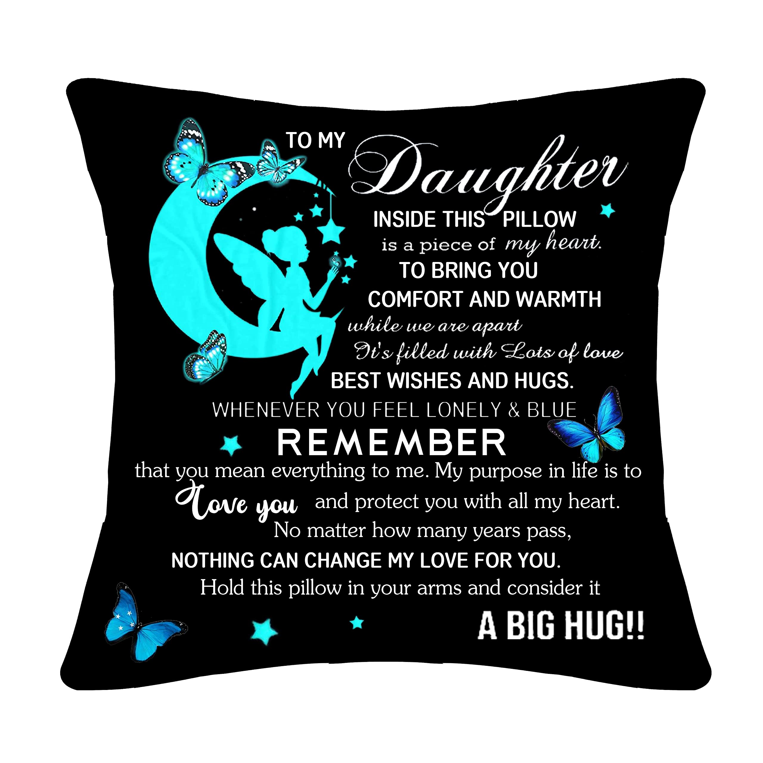 Daughter Gifts from Mother Father Daughter Throw Pillow Cover Cushion Cover from Mum Dad Daughter Birthday Gifts (daughter)