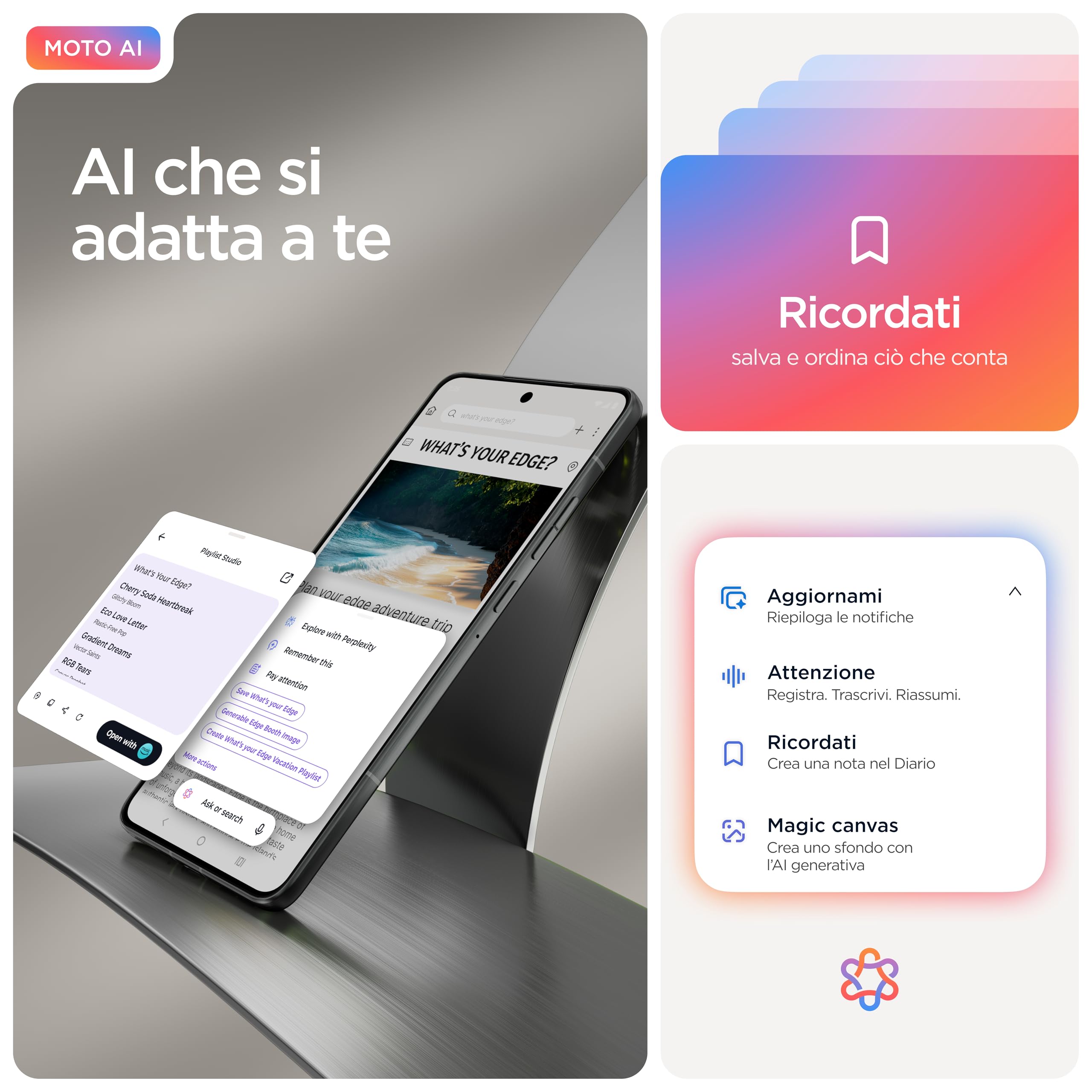 Motorola edge 70 con Moto AI (12/512GB, Tripla fotocamera da 50MP + flicker sensor, selfie 50MP, ultra sottile 5.99mm, 4800mAh Silicon-Carbon, Display 6.67" Super HD 120Hz, PANTONE Lily Pad
