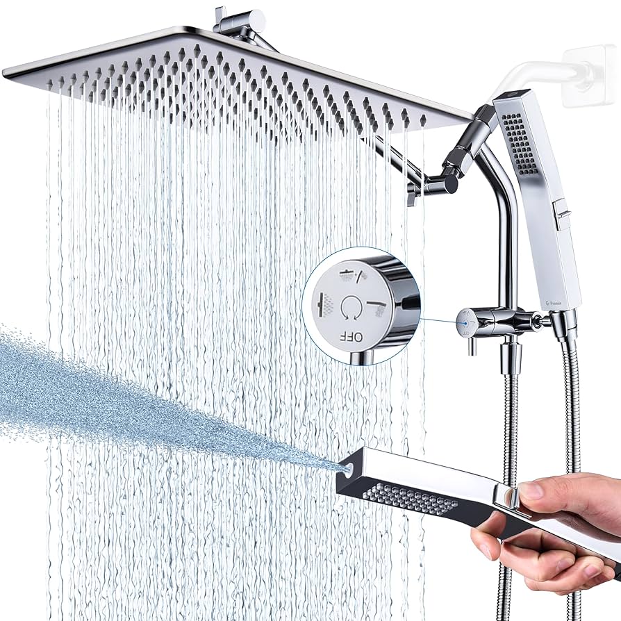 G-Promise All Metal 12 Inches Rain Shower Head with Handheld
