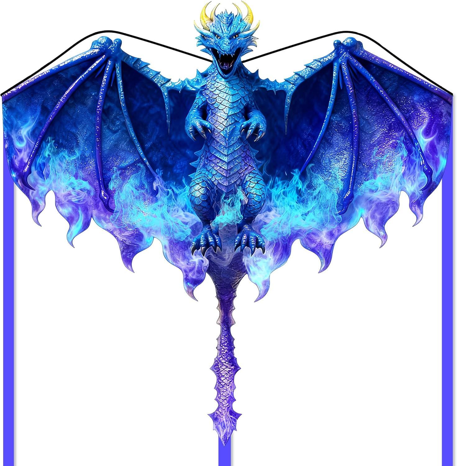 JEKOSEN Dragon Kite Large Kites for Kids and Adults Beginners Easy to Fly Single Line String with Tail for Beach Trip Park Family Outdoor Games and Activities Blue