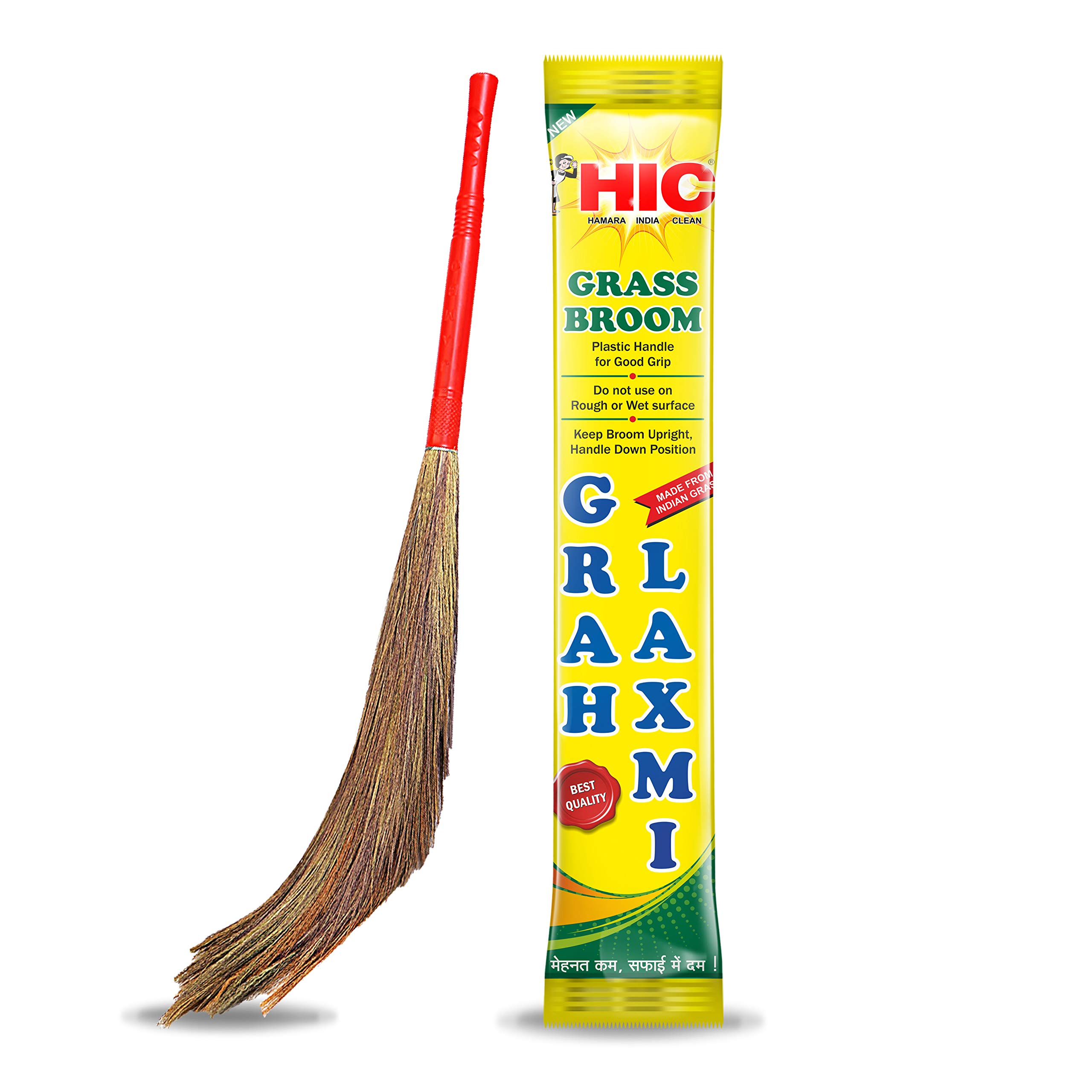 HIC Grah Laxmi Grass Broom Stick I Long Lasting I Eco-Friendly I Plastic Handle I Jumbo Size I King Size I Quality Broom (Phool Jhadu) for All Type of Floors Cleaning YI-834 (B07M6Z13JP) Amazon Price History, Amazon Price Tracker
