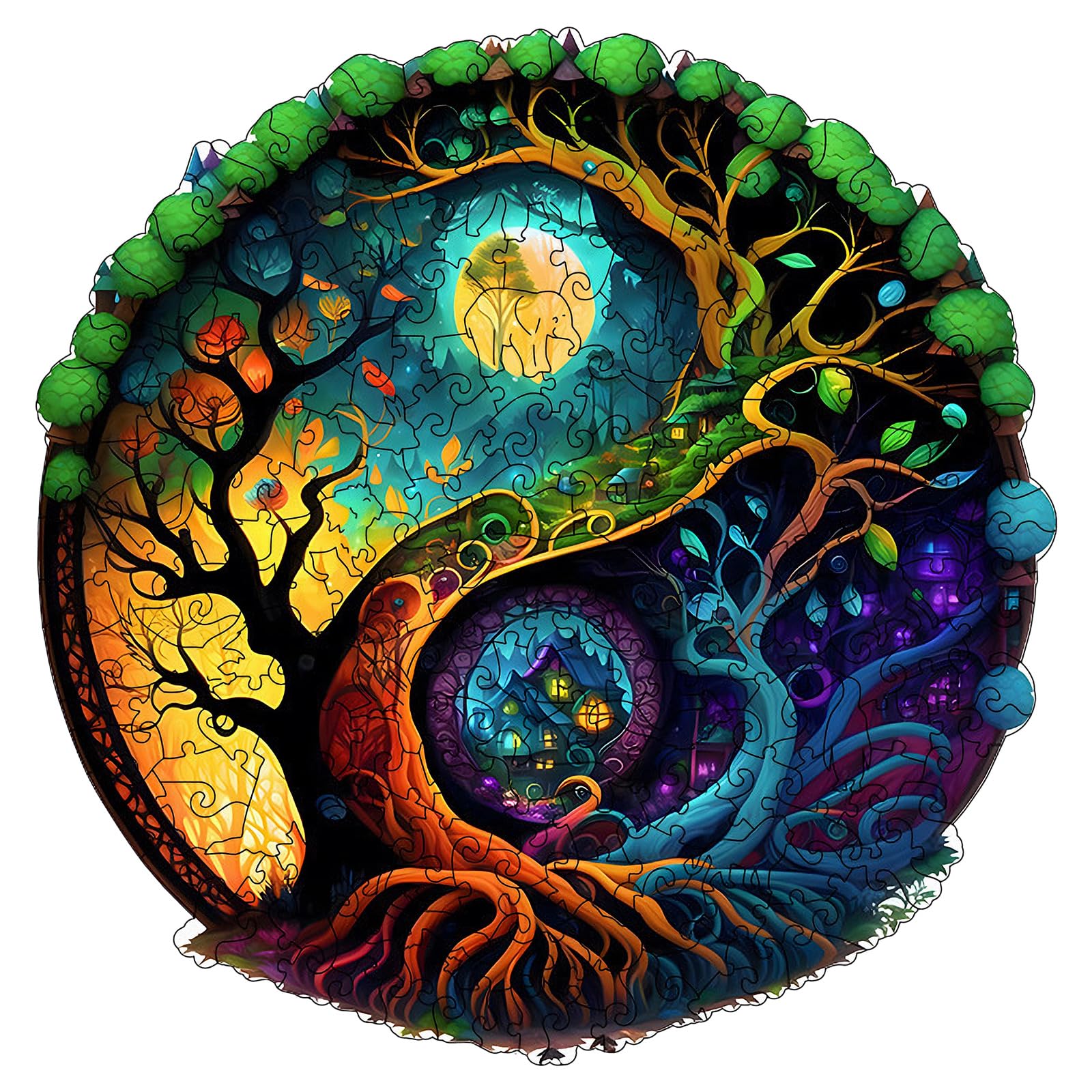 Cuteefun Puzzle in Legno per Adulti Puzzle Animale di Forma Albero di Cabina in Legno Puzzle per Regalo Famiglia