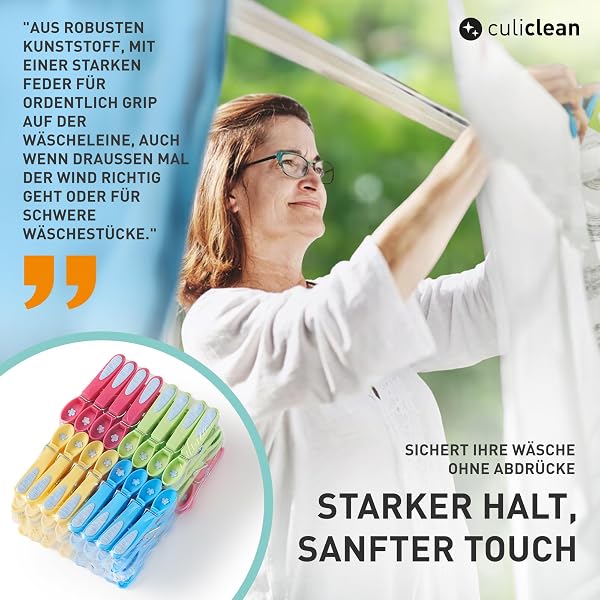 culiclean stabile Wäscheklammern ohne Abdruck – Blume Design – robuste Kluppen Softgrip UV-beständig, wetterfest – 48x Wäscheklammer – schwarz-Weiss/Weiss-schwarz - 3