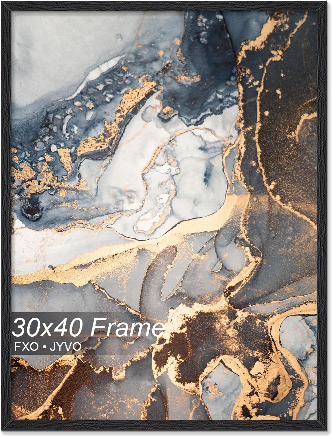 Engineered Wood 30x40 Frame, Black Picture Frame for 30 x 40 Inch Poster Puzzle Photo, Light Weight 30 by 40 Poster Frame with Wood-grain for Wall - 1 Pack/Black/30 x40 1 30x40