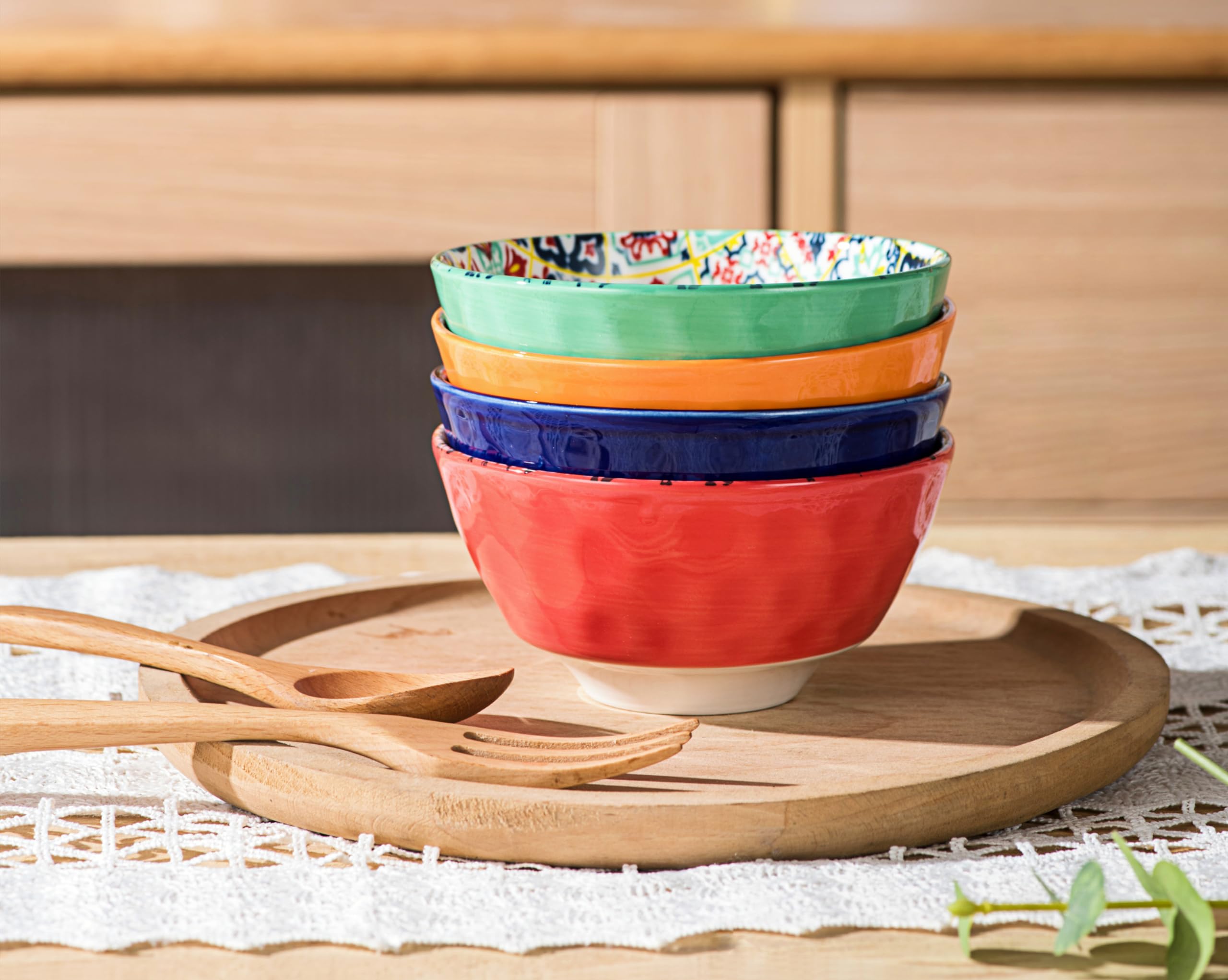 Müslischalen Bunt, Suppenschalen Pastaschalen Porzellan für 4 Personen - 380ml,Salatschüssel Schalen Set für Ramen, Dessert, Suppen, Müsli, Pasta