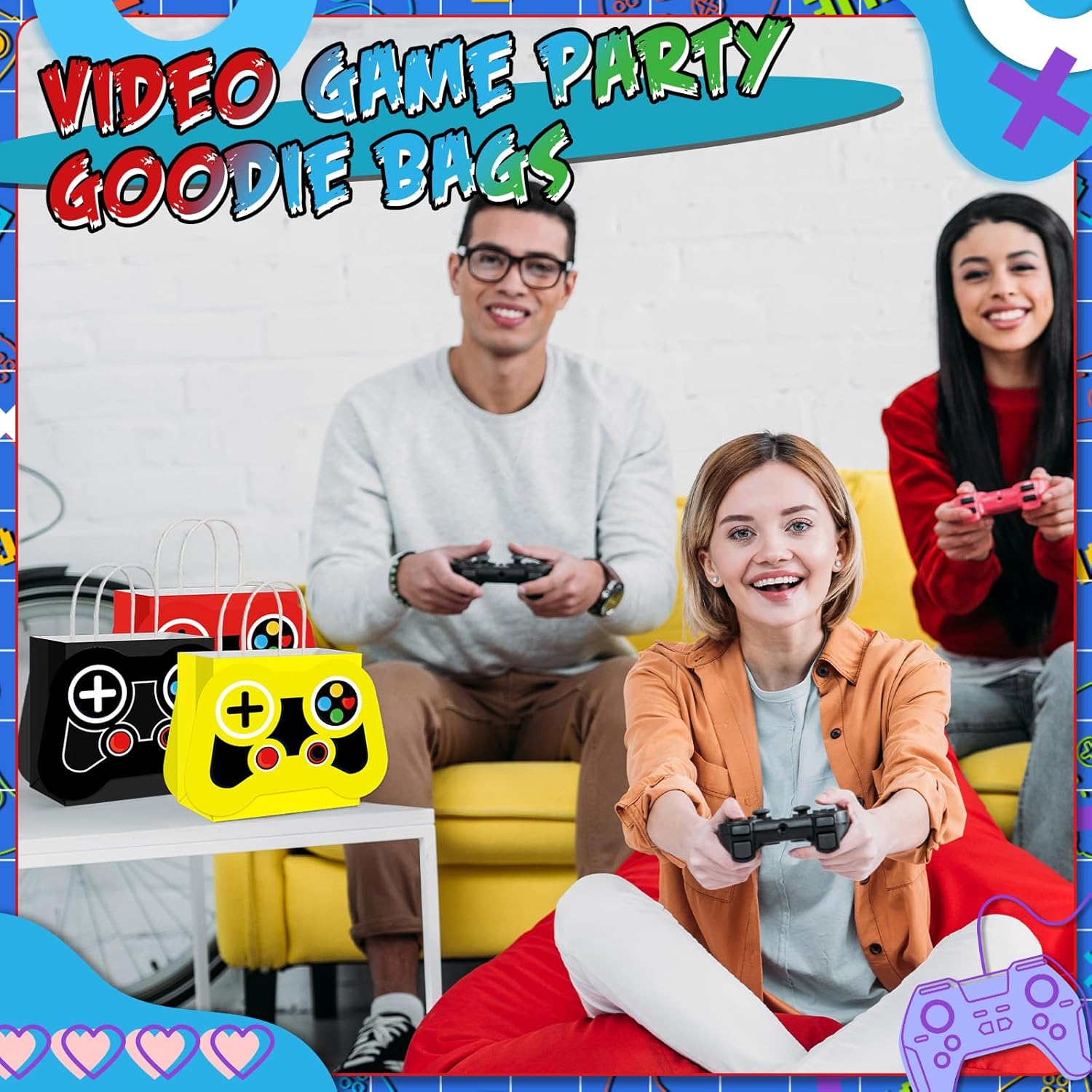 Epakh 16 Pcs Video Game Party Favor Bags Game Controllers Paper Reusable Gamer Goodie Treat Gift Bags with Handles for Baby Shower Video Gaming Theme Party Christmas Birthday Supplies(4 Colors) - Image 6