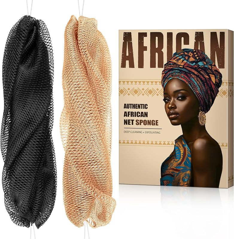 Esponja de banho de rede africana MINISENTIALS com nós, 2 unidades