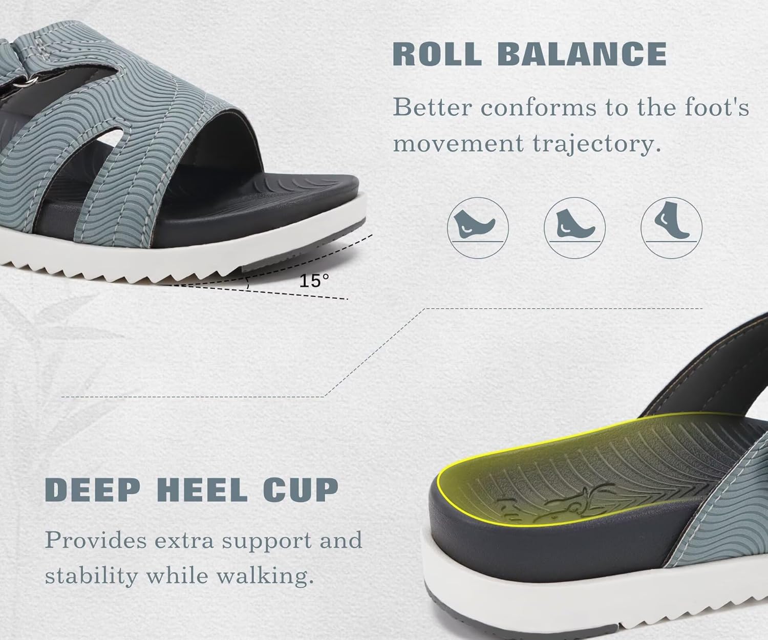 KuaiLu Womens Dressy Orthopedic Sandals Lightweight Cushion Foam Slides Sport Recovery Walking Slippers with Plantar Fasciitis Arch Support - Image 5