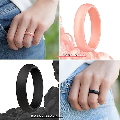 Miniatura 4 de ThunderFit - Anillo de boda de silicona para mujer, anillos de goma, con 5,5 mm de ancho, 2 mm de grosor