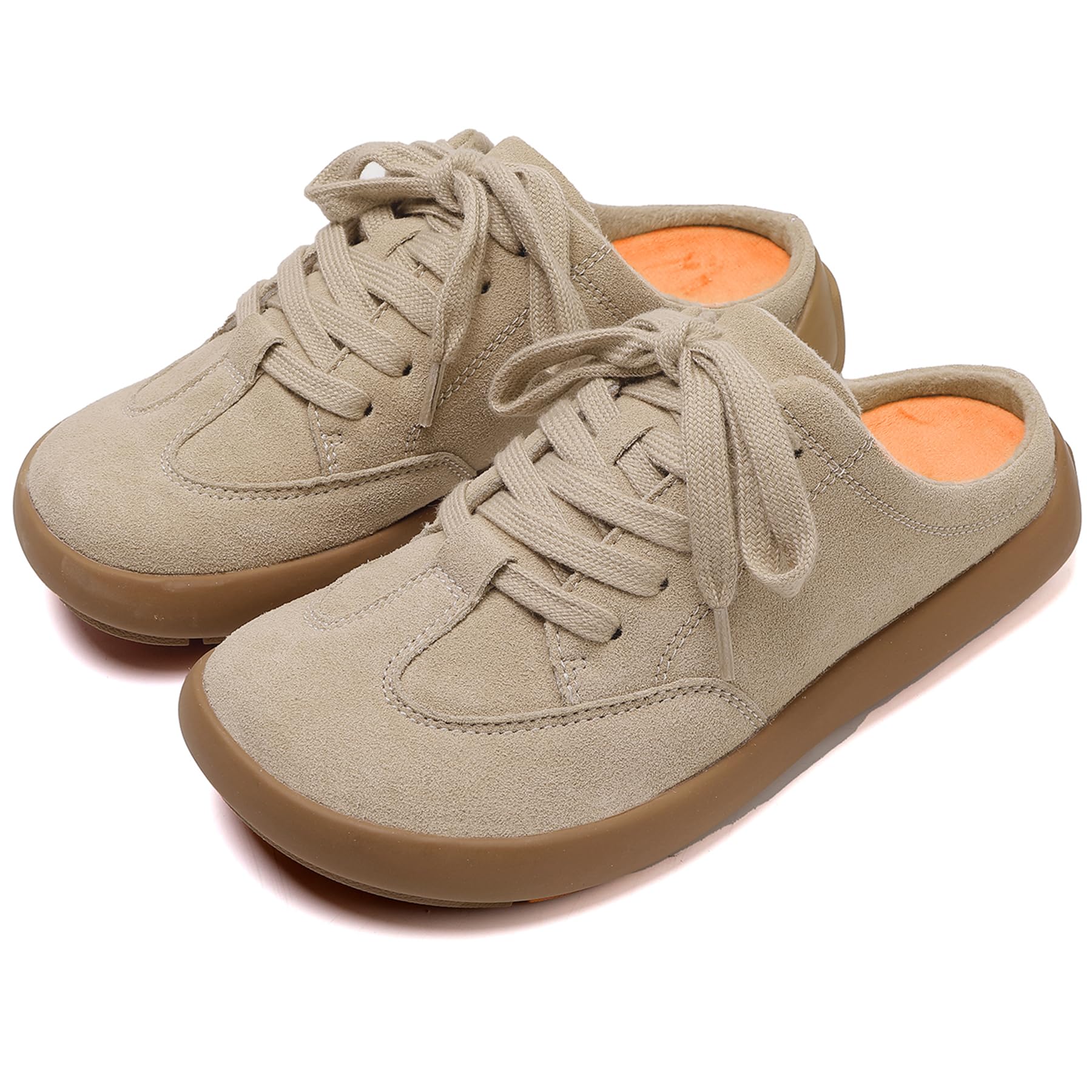 UBFEN Damen Hausschuhe Warme Mules Slippers Weiche Flache Plüsch Slip on Spitze auf Pantoffeln Rutschfeste Outdoor Indoor