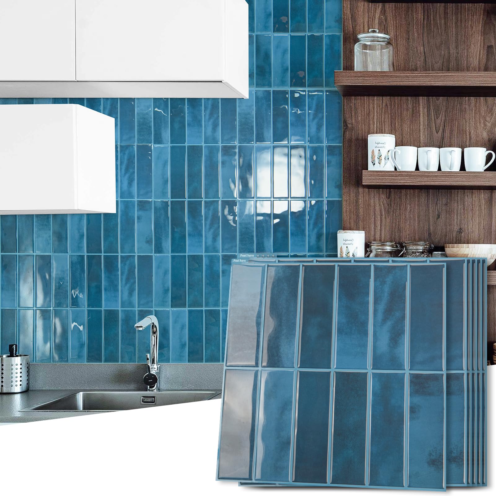 24 Adhesivos De Azulejo 3D – 20x20 Cm, Material PET, Autoadhesivos Y Resistentes Al Agua