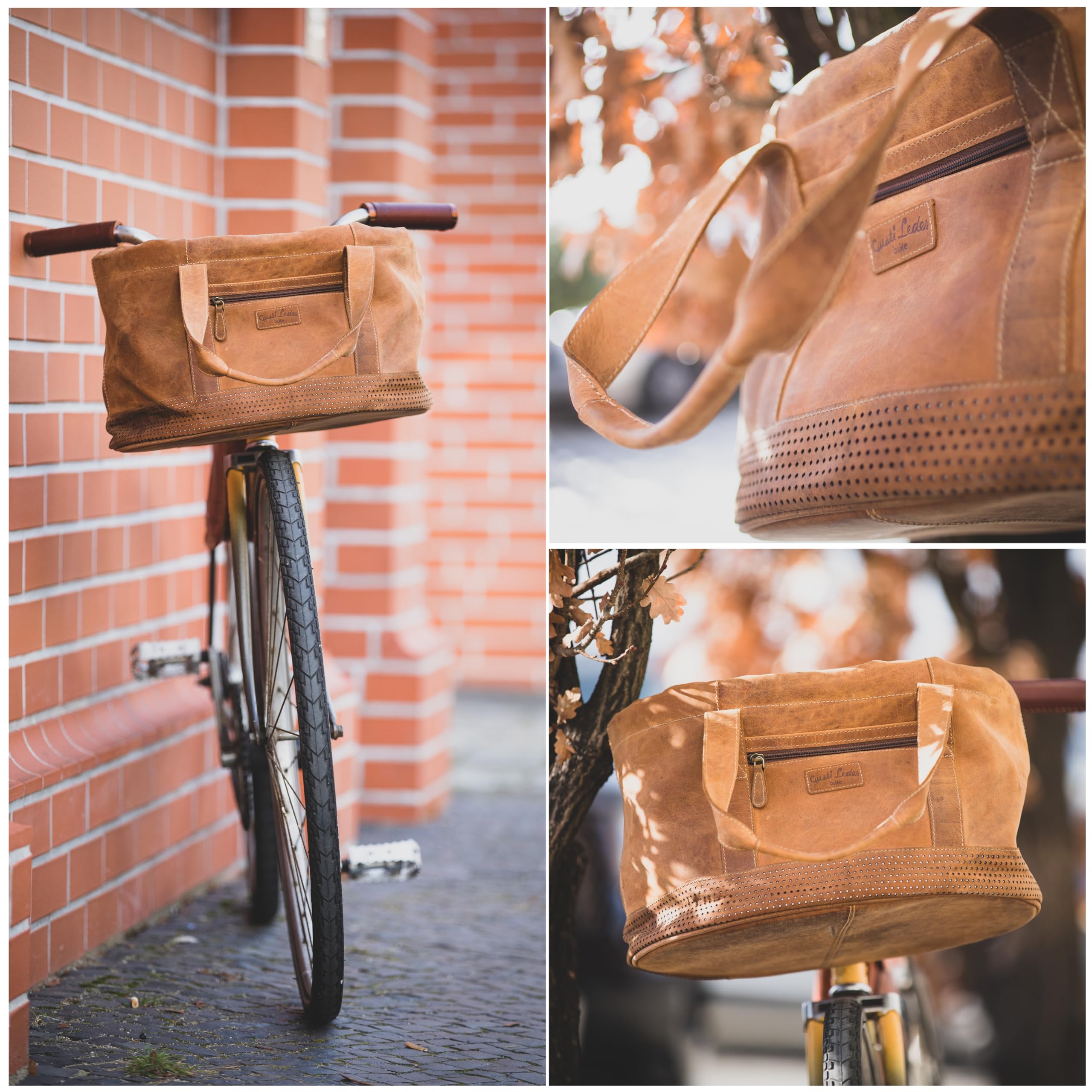 Fahrradkorb Vorne Klickfix Gusti Moreno Leder-Rucksack