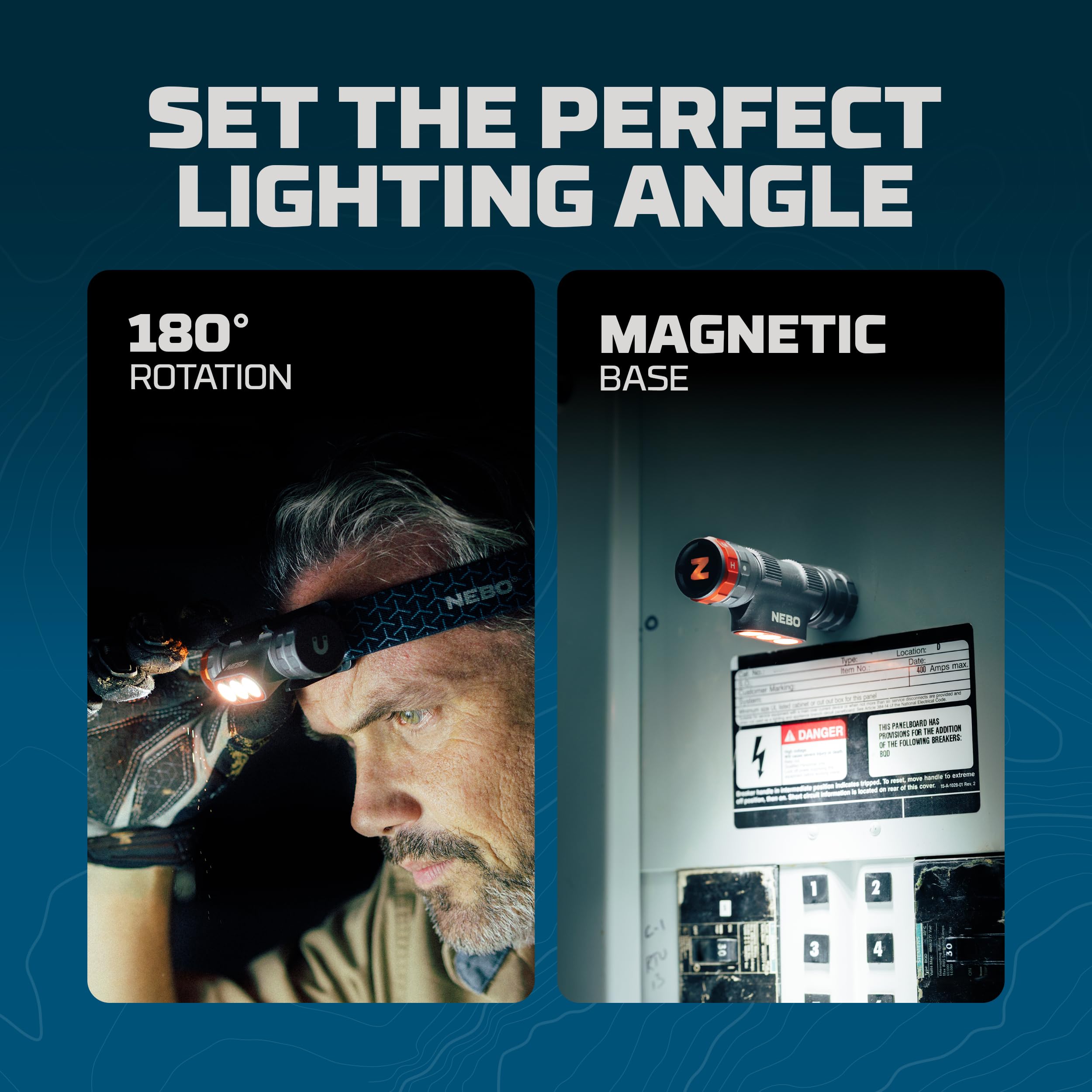 NEBO Transcend 1500 Linterna frontal recargable por USB para camping, senderismo, espeleología, pesca, luz frontal brillante impermeable resistente a los impactos con 5 modos de luz, correa ajustable