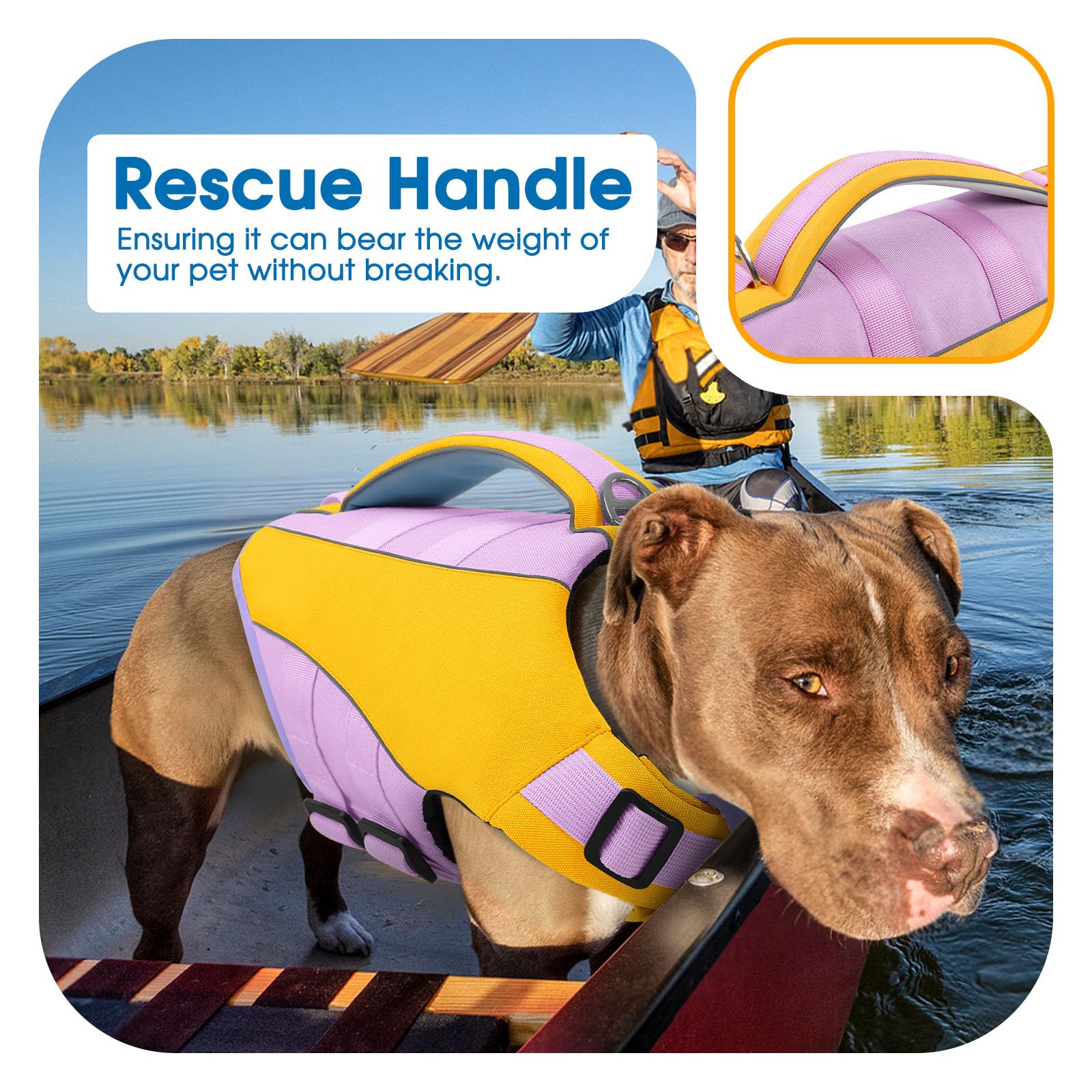 AOFITEE Hundeschwimmweste Kleine Hunde, Verstellbar & Ripstop Schwimmweste Hund Rettungsweste mit Griff, Sicher Hoher Auftrieb Hunde Schwimmweste für Dackel zum Bootfahren,Schwimmen,Surfen, Lila, S