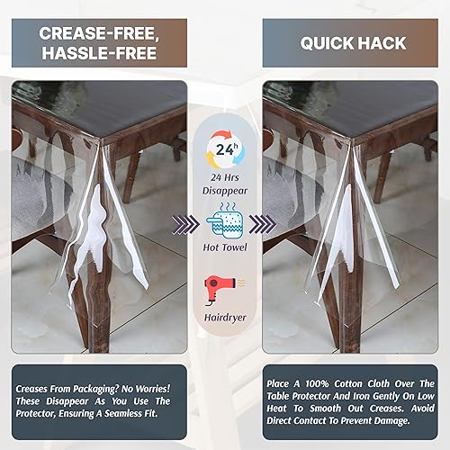 Miniatura 5 de Golden Linens LLC Protector de mantel transparente de plástico transparente de 0.087 in de grosor, resistente al agua, resistente, fácil de limpiar,