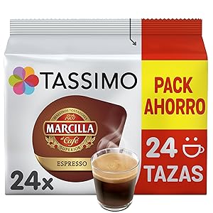 Tassimo Cápsulas de Café Marcilla Espresso | 24 Cápsulas Compatibles con Cafetera Tassimo
