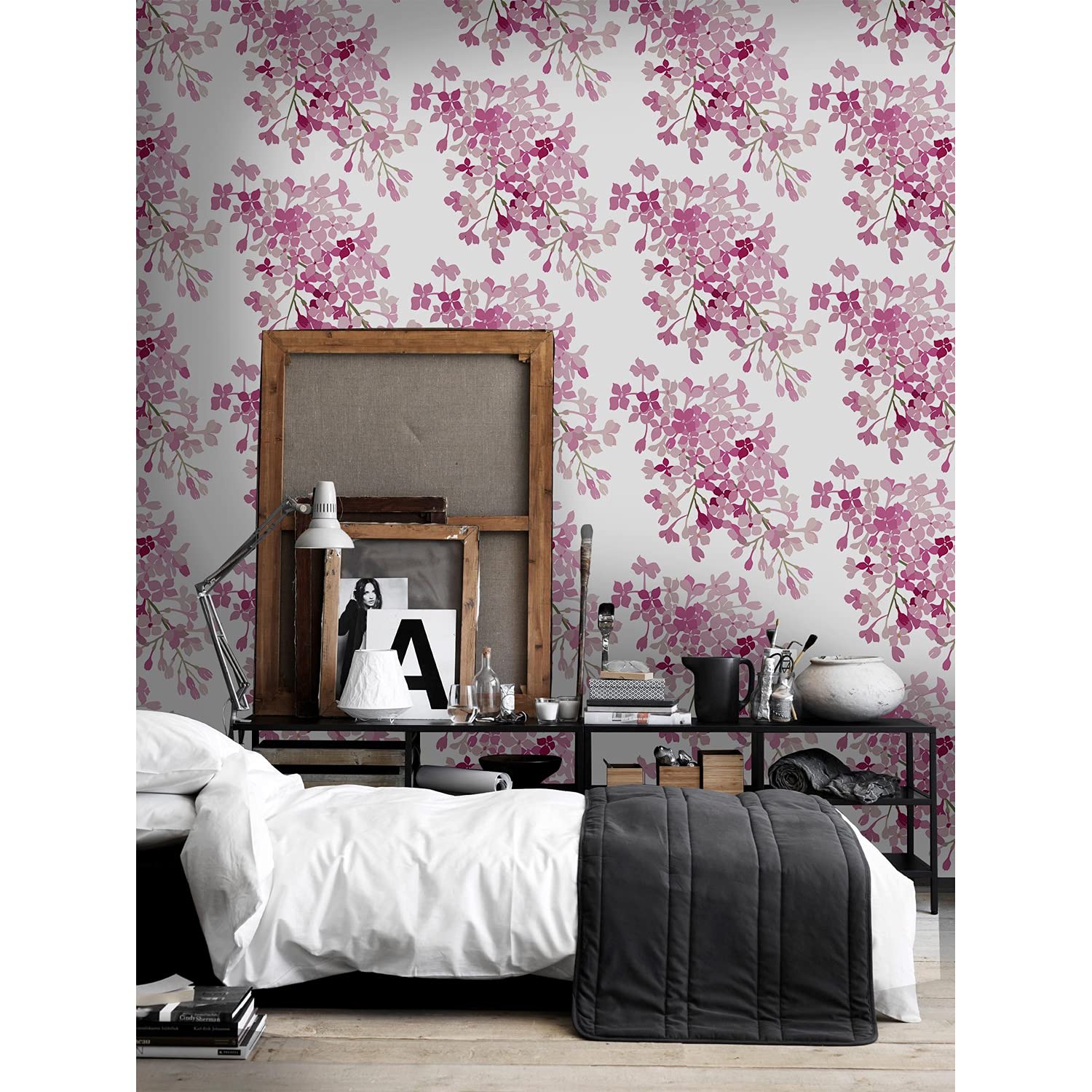 Fotomurale autoadhesivo Magic-Stick flores lila 104x70 cm vinilo impermeable para pared